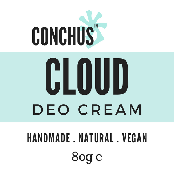 Cloud Deo Cream label - unscented handmade natural vegan deodorant cream, 80g