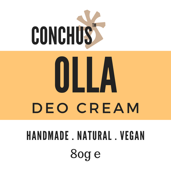 Olla Deo Cream label - handmade natural vegan deodorant cream, 80g