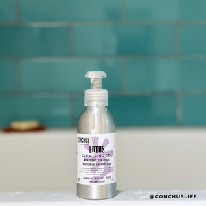 Lotus Cleansing Gel by the bath, a handmade natural cleanser for dry and mature skin