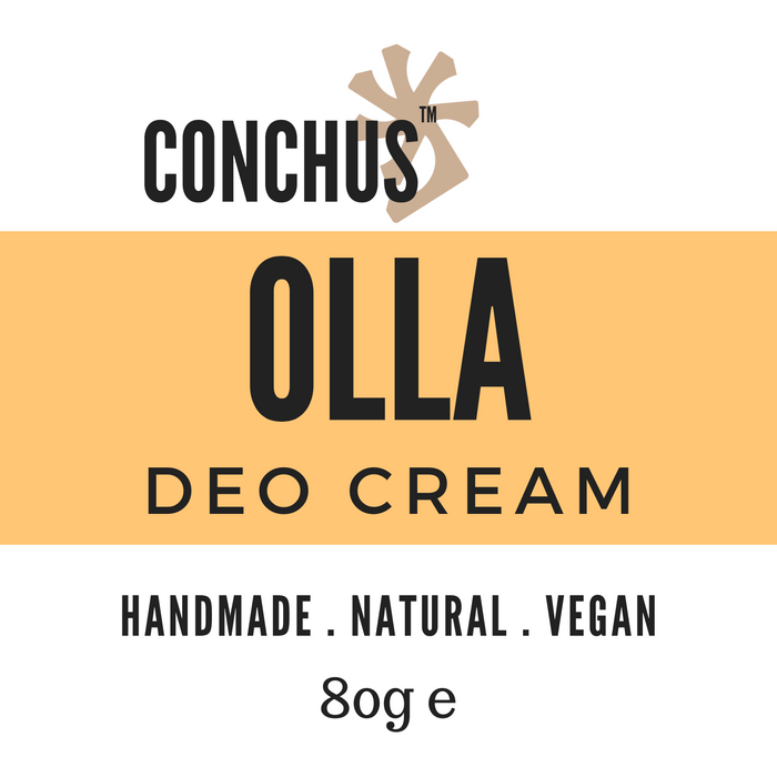 Olla Deo Cream label - handmade natural vegan deodorant cream, 80g