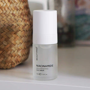 BEAUTYPRO Niacinamide 2% serum in natural home setting — plant-based daily serum for blemish-prone skin
