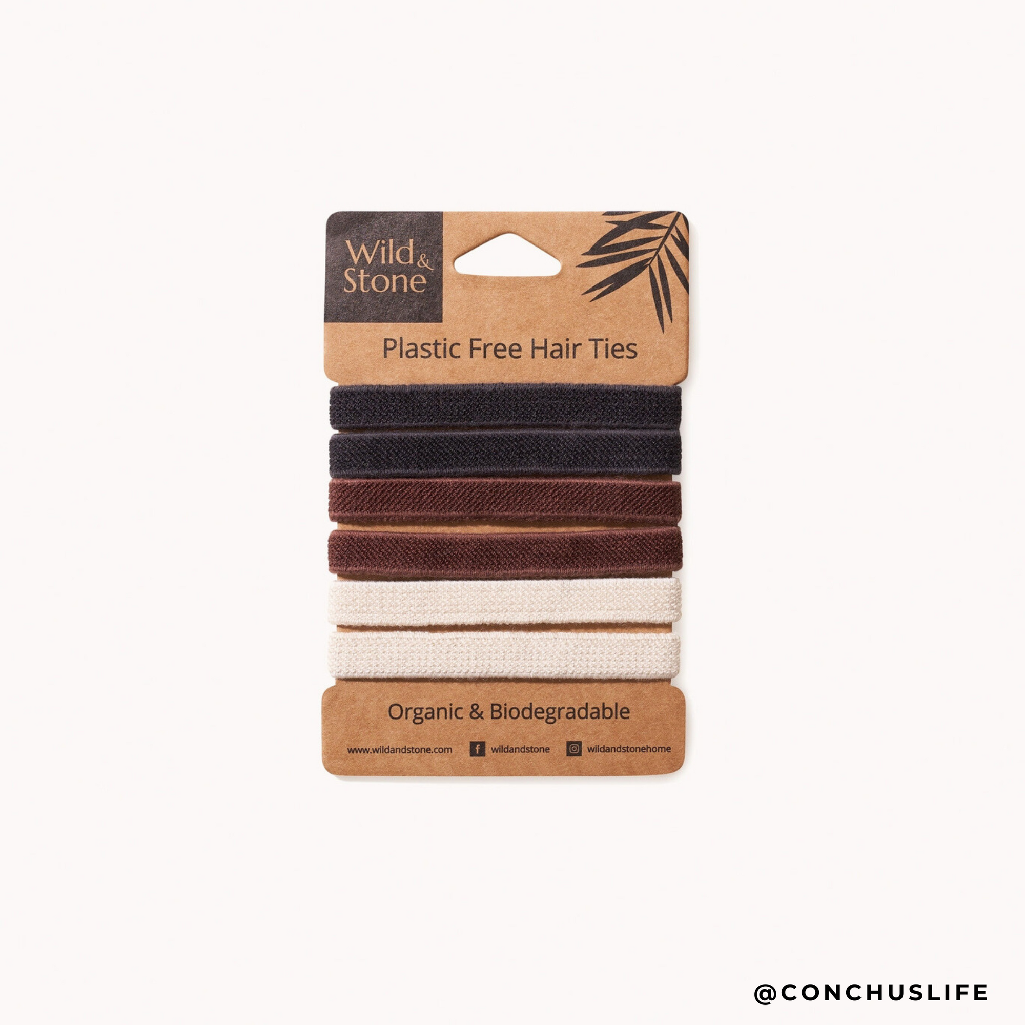 Hair Ties - Plastic Free - 6 Pack (Natural Mix)