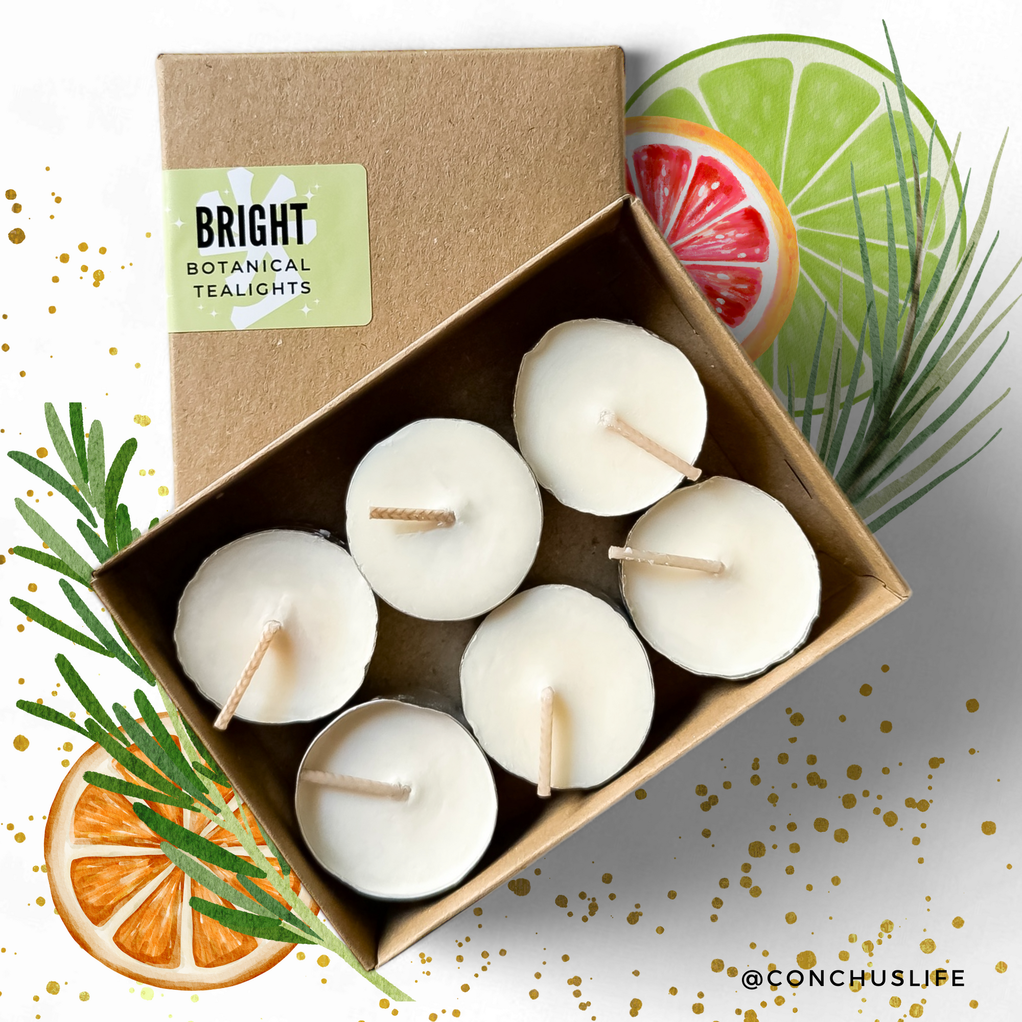 Bright Botanical Tea Lights x6