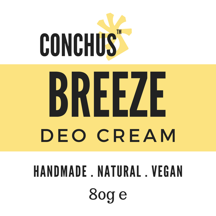 Breeze Deo Cream label - handmade natural vegan deodorant cream, 80g