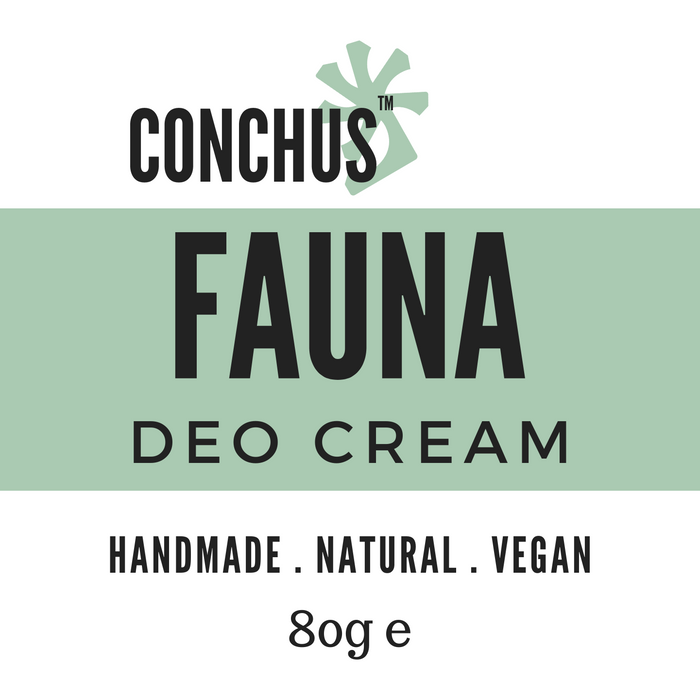 Fauna Deo Cream label - handmade natural vegan deodorant cream, 80g