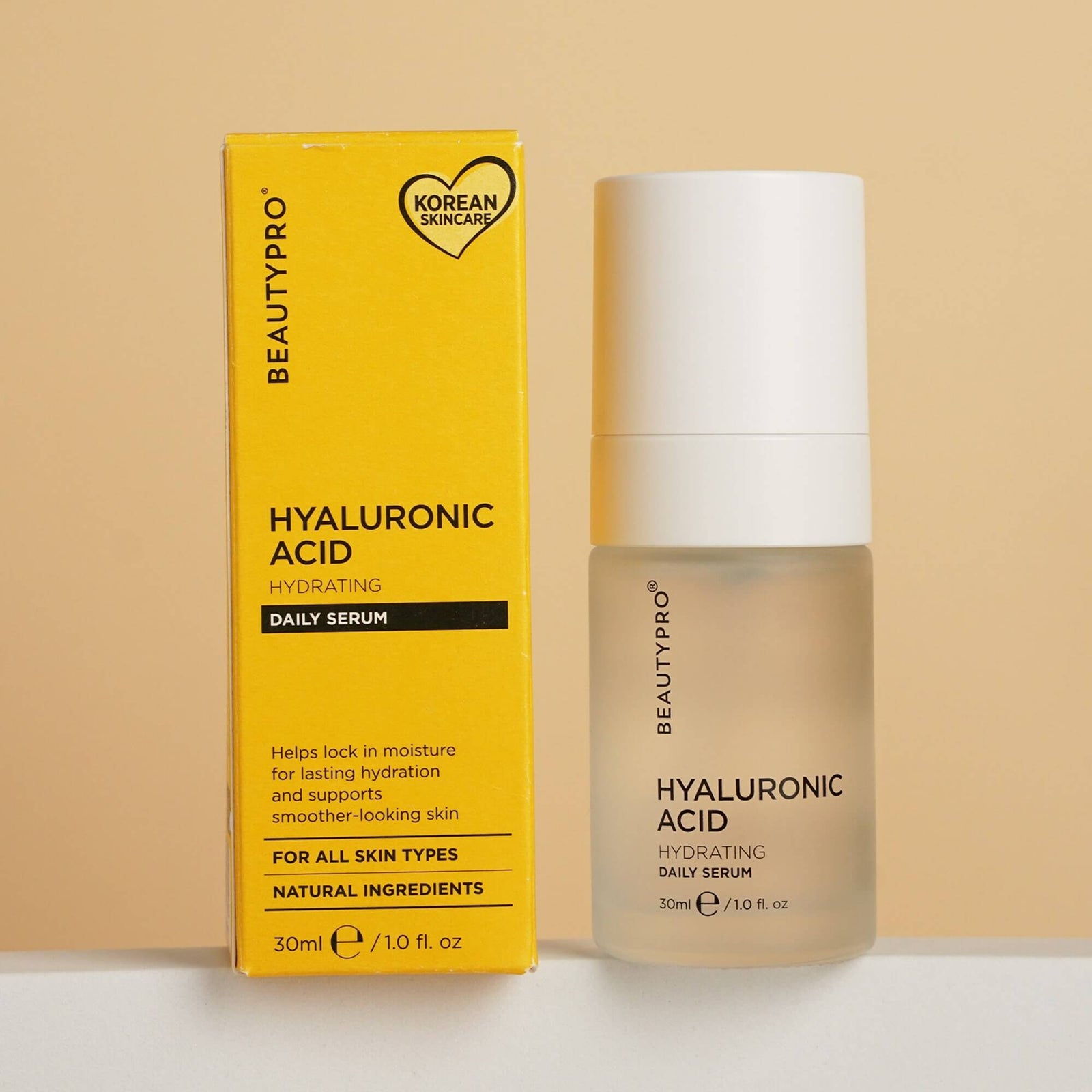 BEAUTYPRO Hyaluronic Acid 2% Hydrating Daily Serum 30ml with box — plant-derived vegan face serum all skin types