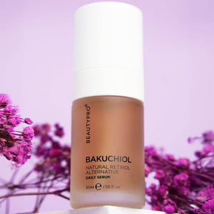 BEAUTYPRO Bakuchiol Daily Serum with flowers — plant-based anti-ageing face serum for sensitive skin UK