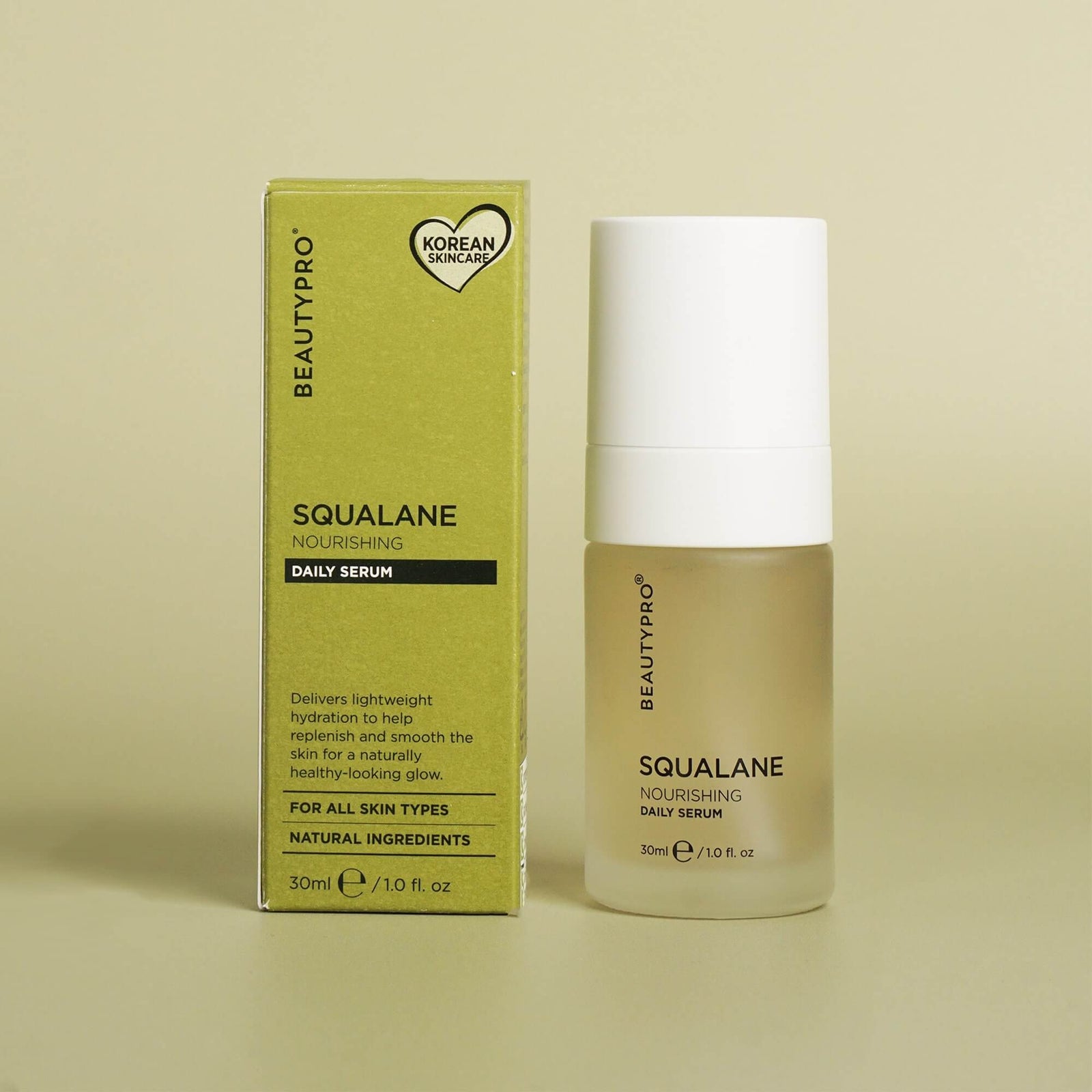 BEAUTYPRO Squalane Nourishing Daily Serum 30ml with box — olive-derived vegan face serum for all skin types