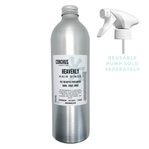 Heavenly natural hair rinse bottle with pump spray, vegan plastic free conditioner alternative