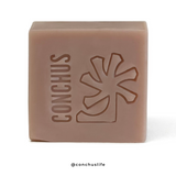 Swell natural shampoo bar with embossed CONCHUS logo, handmade vegan bar for dry hair