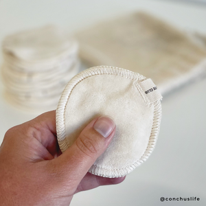 Organic Cotton Make Up Remover Pads and Wash Bag - Natural