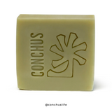 Conch natural face wash bar with avocado oil and French green clay, plastic free vegan cleanser